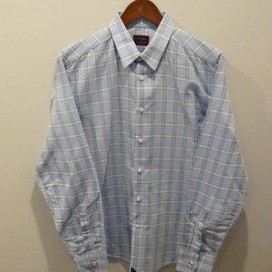 Men's Large Blue Plaid Untuckit Shirt